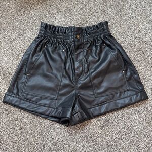 Zara Faux Leather Elastic Waistband High Waisted Shorts Size 4